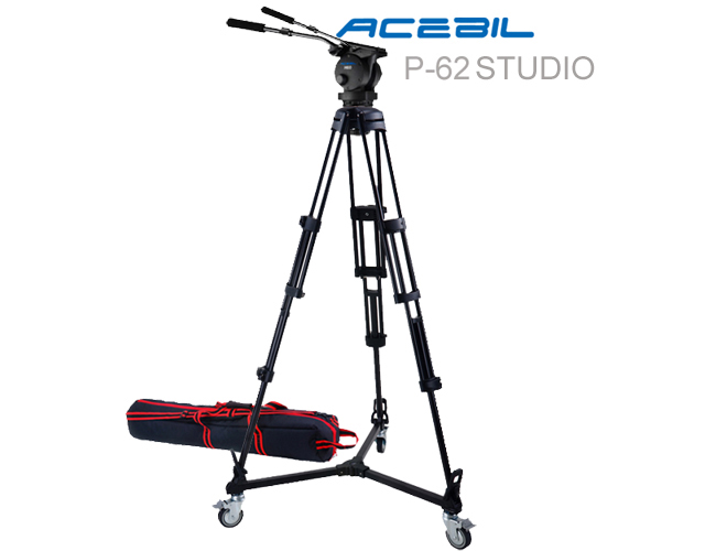 Acebil P-40MX Professional Tripod System with H40 Fluid Head, T750 Aluminum Tripod, MS-3 Mid Leve Acebil P-40MX Professional Tripod System with H40 Fluid Head, T750
